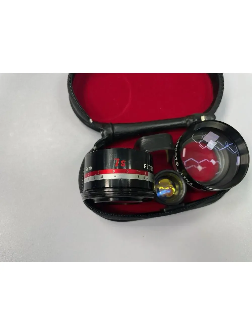 Vintage Petri Aux Lens Set Wide Angle Telephoto Viewfinder 7s 4.5cm w/ Case